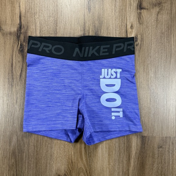 Nike Pro Dri-FIT Just Do It Compression Shorts Women's Small Purple CQ9310-518 - Picture 1 of 9